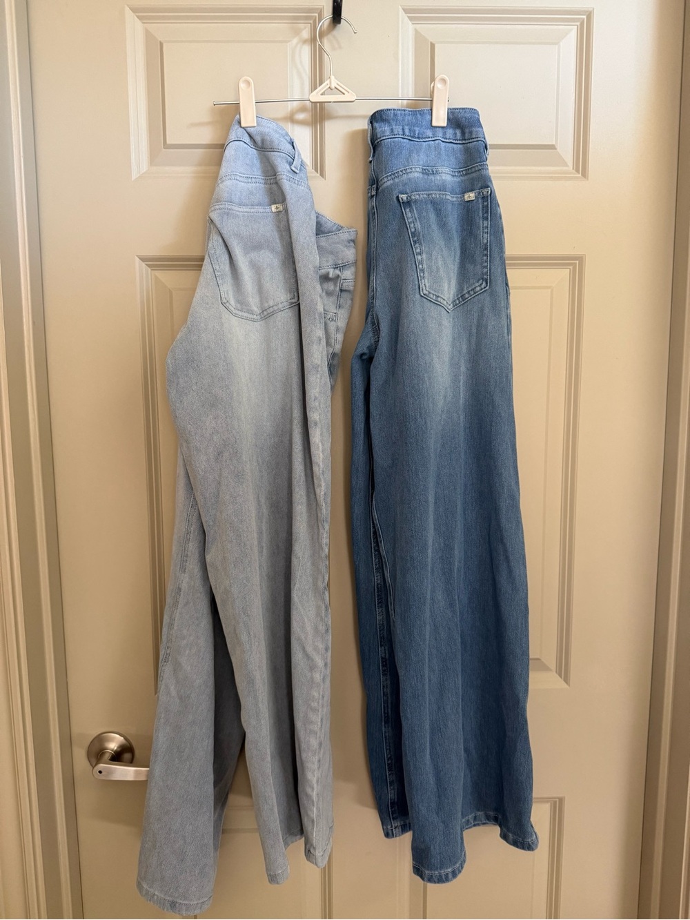 BUNDLE TWO HALARA Two-Tone Wide Leg Jeans in Light and Medium Blue